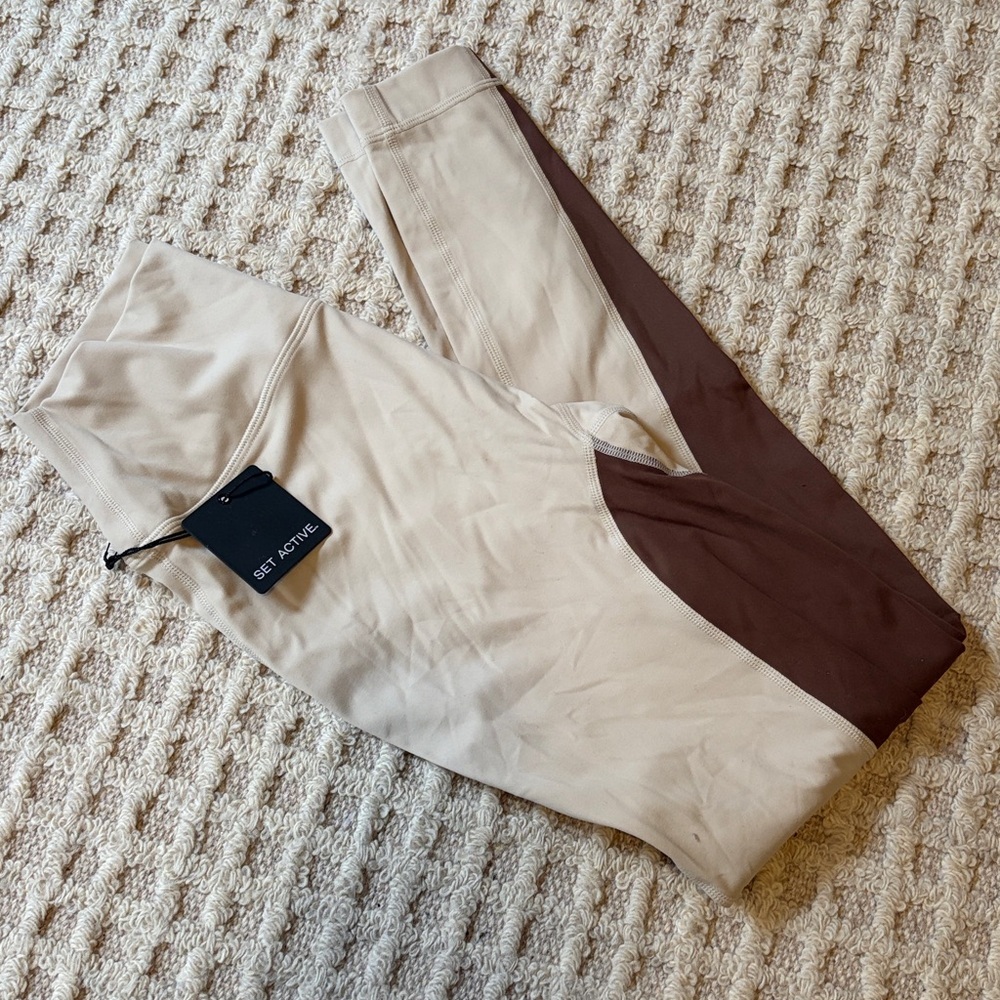 NWT SET ACTIVE two toned sculpt leggings birch small - Picture 3 of 5